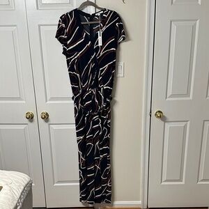 Chico's Blue, White, and Rust Patterned Jumpsuit